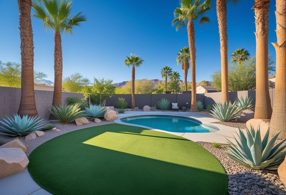 Artificial turf at a residential property in Lake Las Vegas, Henderson NV