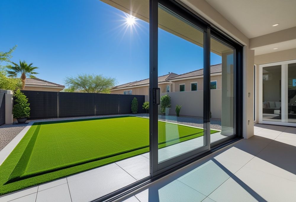 Two-year-old turf stripped of construction grit in Cadence, Henderson NV
