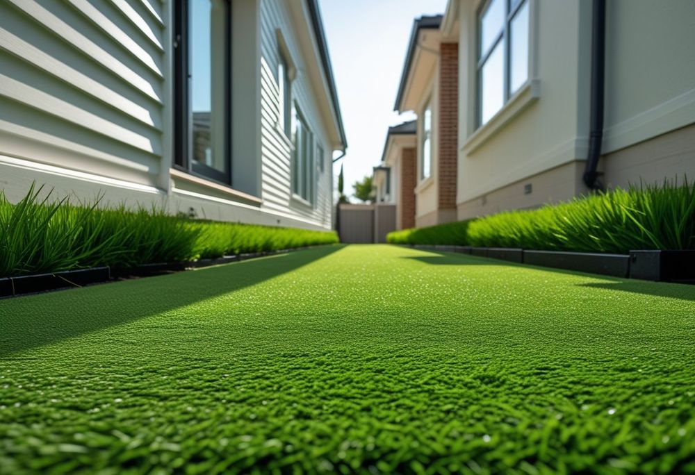 Shaded side-yard dog run after full enzyme treatment in Whitney Ranch, Henderson NV
